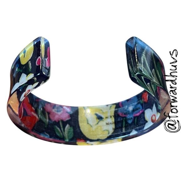 Bundle Sale 3 for $15 | Floral Cuff Bracelet – 100% Acrylic Coated Fabric - Picture 3 of 7